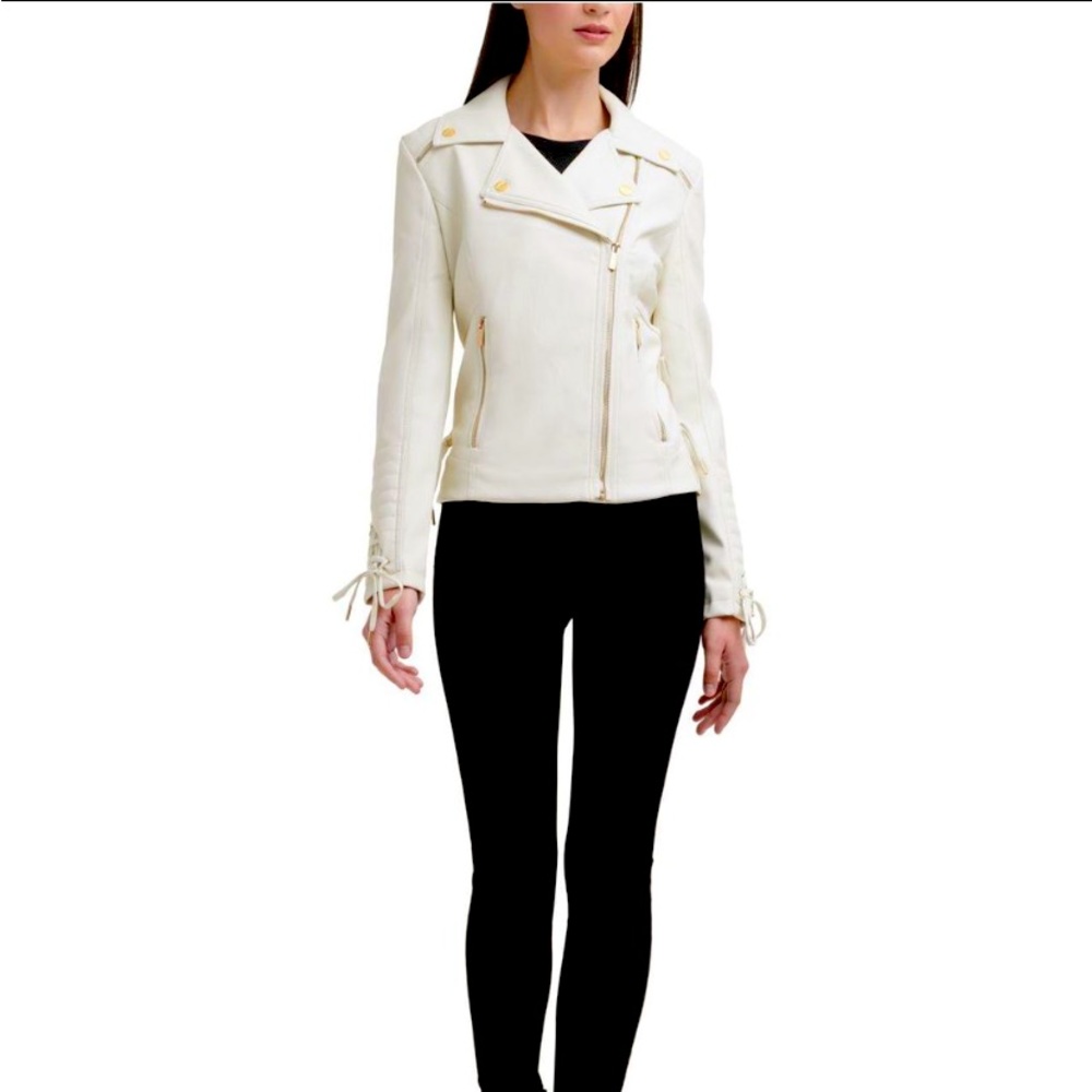 Guess Faux Leather asymmetric Moto Jacket!